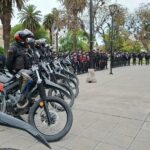 Policías de Salta patrullando en las calles del micro y macrocentro de la capital